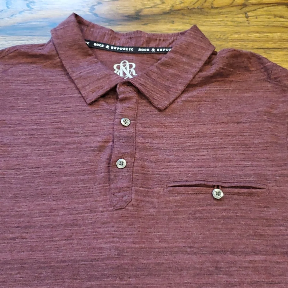 Mens Rock & Republic burgundy polo shirt size XL